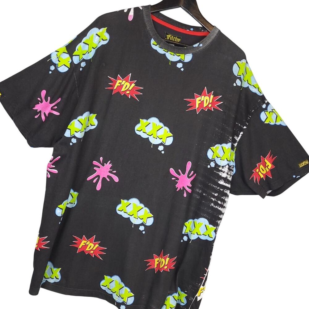 Filthy Dripped Men's AOP Graphic T-Shirt Sz 2XL F'D! XXX Black